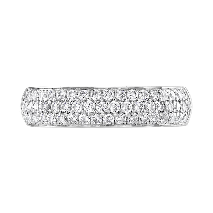 Goldsmiths 18ct White Gold 0.60cttw Triple Row Pave Set Diamond Half Eternity Ring