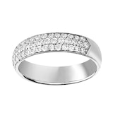 Goldsmiths Platinum 0.60cttw Triple Row Pave Set Diamond Half Eternity Ring