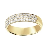 Goldsmiths 18ct Yellow Gold 0.60cttw Triple Row Pave Set Diamond Half Eternity Ring