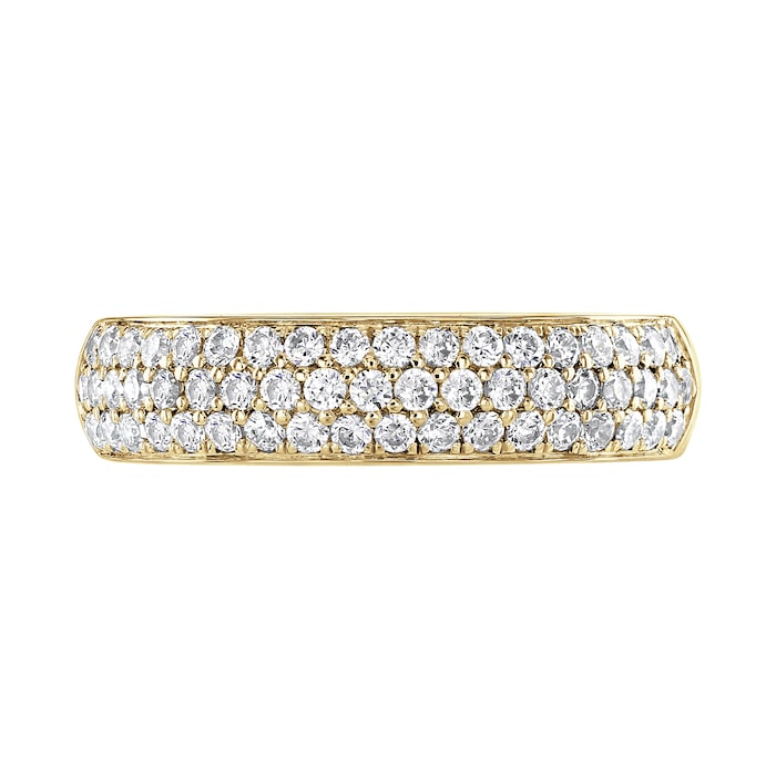 Goldsmiths 18ct Yellow Gold 0.60cttw Triple Row Pave Set Diamond Half Eternity Ring