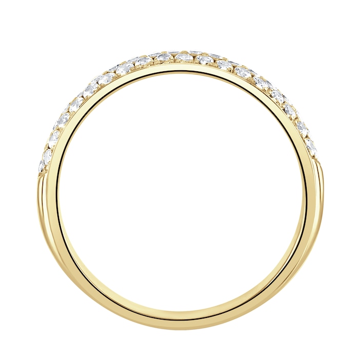 Goldsmiths 18ct Yellow Gold 0.60cttw Triple Row Pave Set Diamond Half Eternity Ring