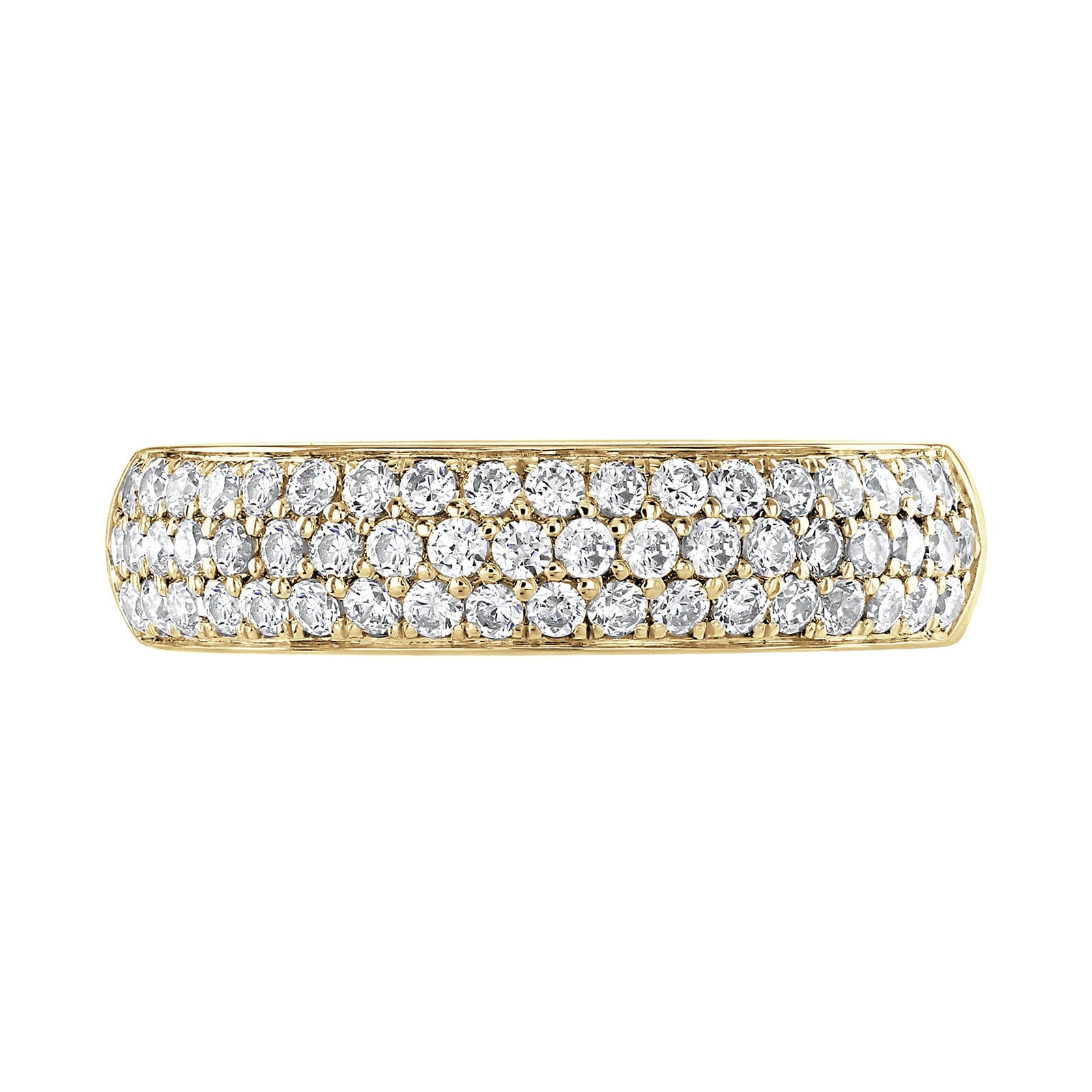 Goldsmiths 9ct Yellow Gold 0.60cttw Triple Row Pave Set Diamond Half Eternity Ring