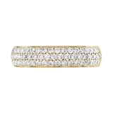 Goldsmiths 9ct Yellow Gold 0.60cttw Triple Row Pave Set Diamond Half Eternity Ring