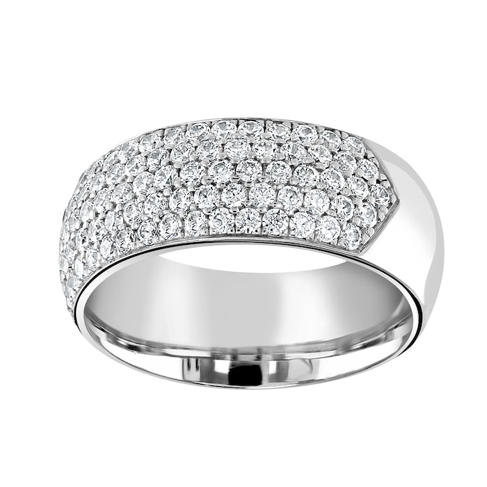 Goldsmiths 18ct White Gold 1.00cttw Five Row Pave Set Diamond Half Eternity Ring