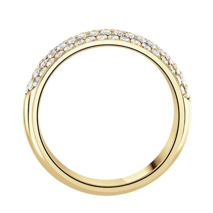 Goldsmiths 18ct Yellow Gold 1.00cttw Five Row Pave Set Diamond Half Eternity Ring