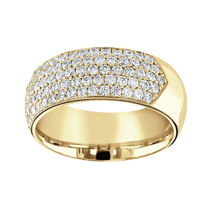 Goldsmiths 9ct Yellow Gold 1.00cttw Five Row Pave Set Diamond Half Eternity Ring