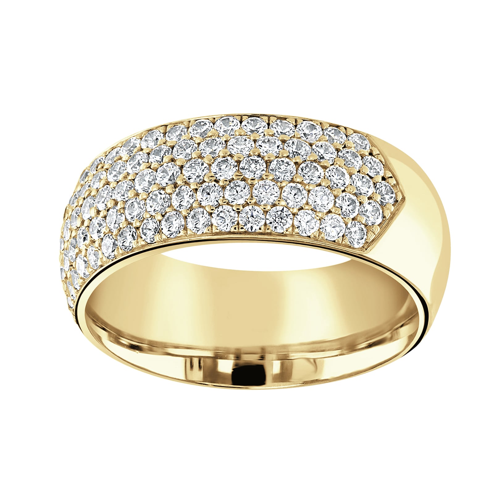 9ct Yellow Gold 1.00cttw Five Row Pave Set Diamond Half Eternity Ring - Ring Size K