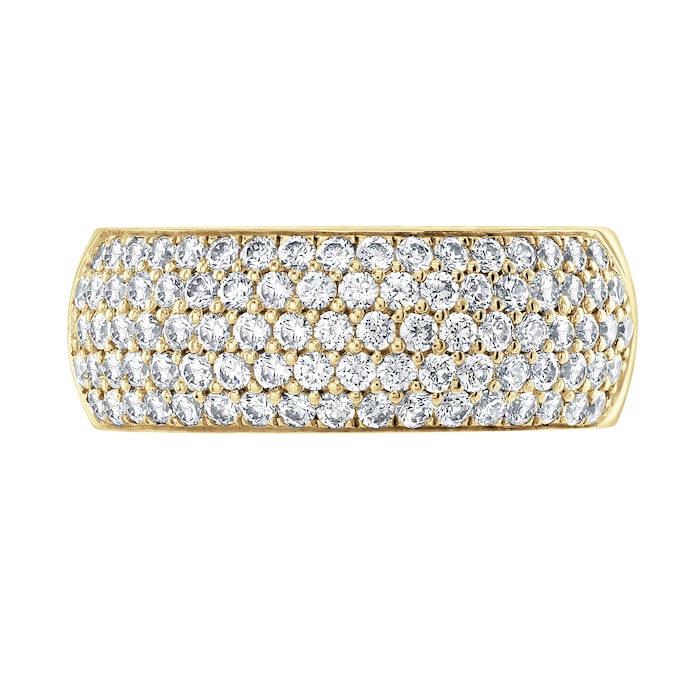 Goldsmiths 9ct Yellow Gold 1.00cttw Five Row Pave Set Diamond Half Eternity Ring