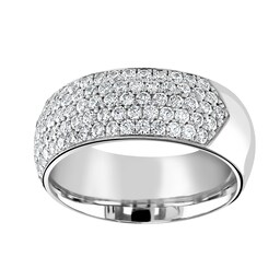06508395 - Platinum 1.00cttw Five Row Pave Set Diamond Half Eternity Ring