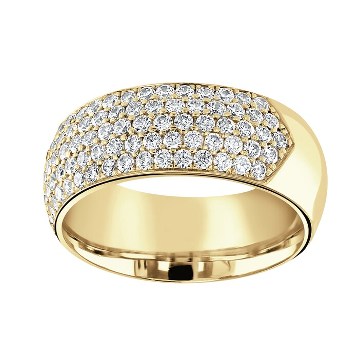 Goldsmiths 9ct Yellow Gold 1.00cttw Five Row Pave Set Diamond Half Eternity Ring