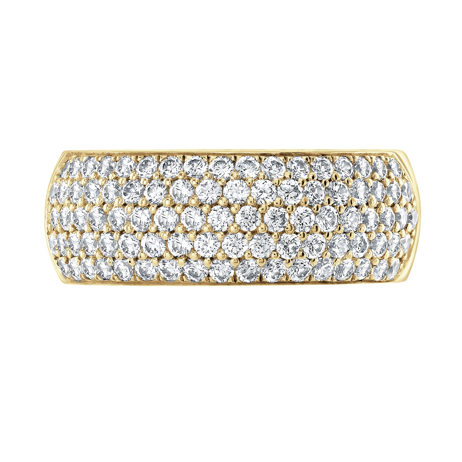 Goldsmiths 9ct Yellow Gold 1.00cttw Five Row Pave Set Diamond Half Eternity Ring