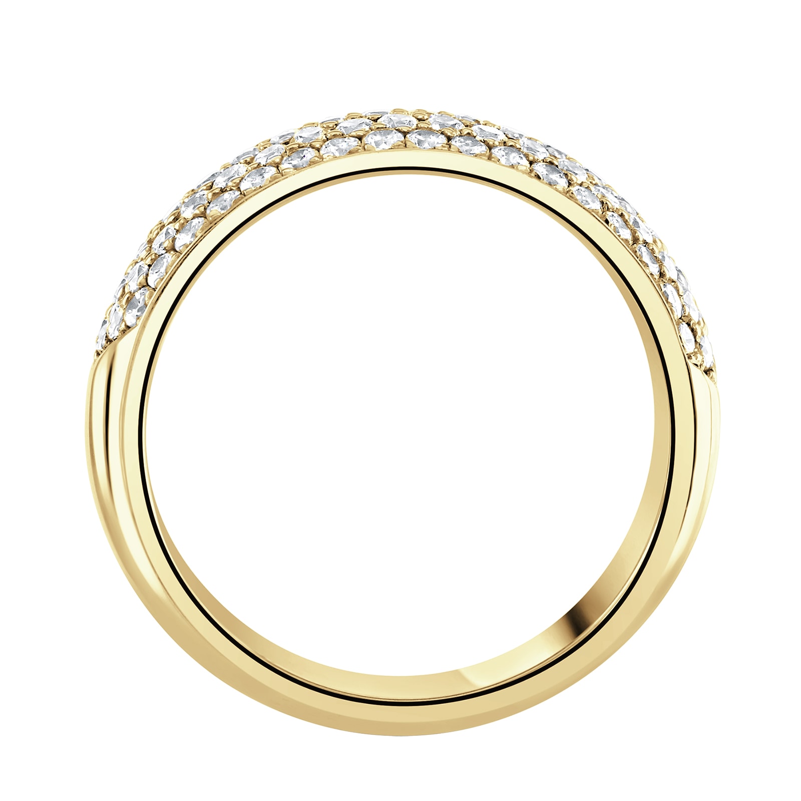 Goldsmiths 9ct Yellow Gold 1.00cttw Five Row Pave Set Diamond Half Eternity Ring Goldsmiths 9ct Yellow Gold 1.00cttw Five Row Pave Set Diamond Half Eternity Ring