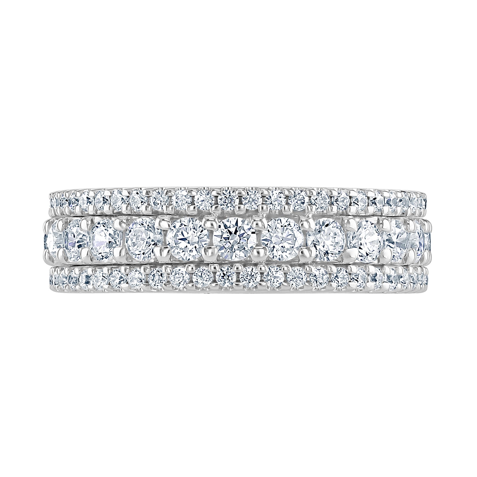 Goldsmiths 18ct White Gold 1.44cttw Triple Row Claw Set Diamond Full Eternity Ring Goldsmiths 18ct White Gold 1.44cttw Triple Row Claw Set Diamond Full Eternity Ring