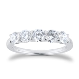 06508405 - Exclusive Platinum 1.00cttw Brilliant Cut 5 Stone Goldsmiths Signature Diamond Eternity Ring