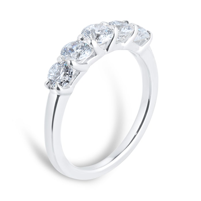 Goldsmiths Exclusive Platinum 1.00cttw Brilliant Cut 5 Stone Diamond Eternity Ring