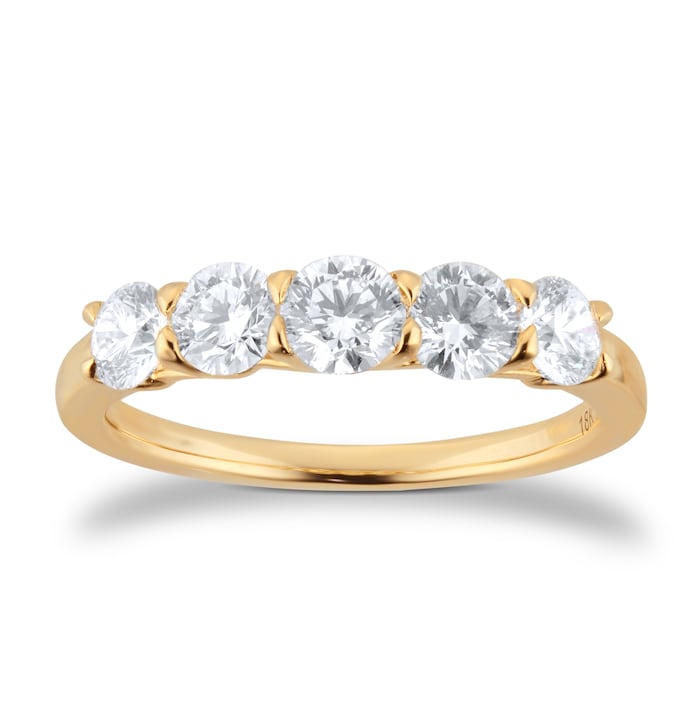Best Luxury 
Exclusive 18ct Yellow Gold 1.00cttw Brilliant Cut 5 Stone Diamond Eternity Ring