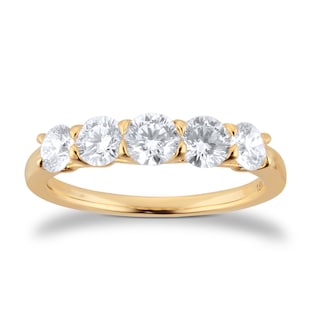 Goldsmiths Exclusive 18ct Yellow Gold 1.00cttw Brilliant Cut 5 Stone Goldsmiths Signature Diamond Eternity Ring