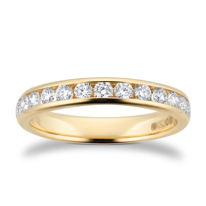 Goldsmiths 18ct Yellow Gold 0.50cttw Brilliant Cut Diamond Channel Set Eternity Ring