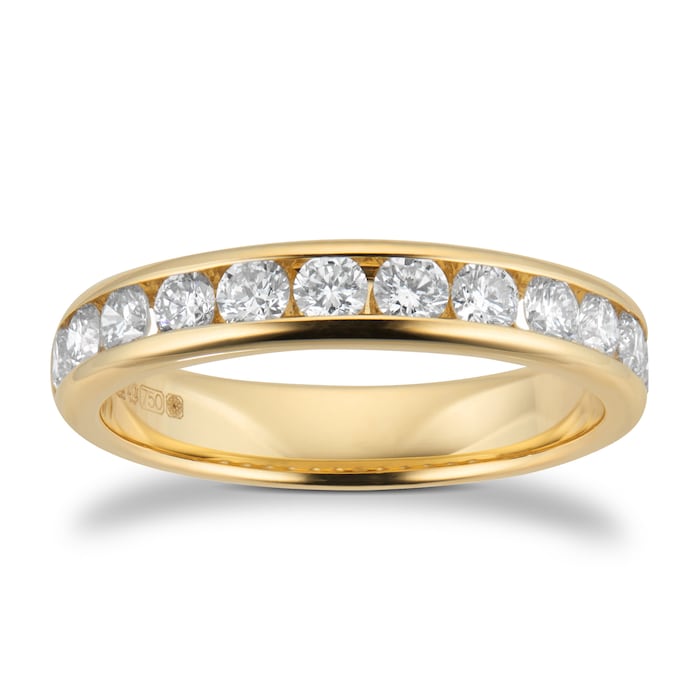 Goldsmiths 18ct Yellow Gold 0.75cttw Brilliant Cut Diamond Channel Set Eternity Ring