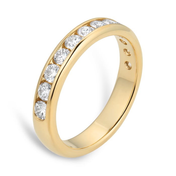 Goldsmiths 18ct Yellow Gold 0.75cttw Brilliant Cut Diamond Channel Set Eternity Ring - Ring Size I