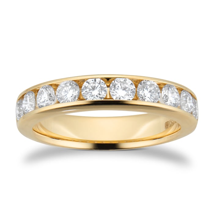 Goldsmiths 18ct Yellow Gold 1.00cttw Brilliant Cut Diamond Channel Set Eternity Ring