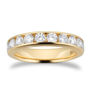 Goldsmiths 18ct Yellow Gold 1.00cttw Brilliant Cut Diamond Channel Set Eternity Ring