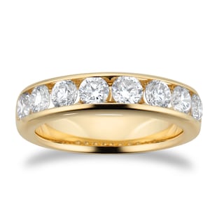 Goldsmiths 18ct Yellow Gold 1.50cttw Brilliant Cut Diamond Channel Set Eternity Ring