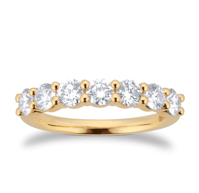 Goldsmiths 18ct Yellow Gold 1.00cttw 7 Stone Brilliant Cut Diamond Claw Set Eternity Ring