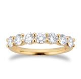 Goldsmiths 18ct Yellow Gold 1.00cttw 7 Stone Brilliant Cut Diamond Claw Set Eternity Ring