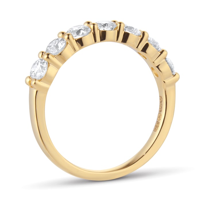 Goldsmiths 18ct Yellow Gold 1.00cttw 7 Stone Brilliant Cut Diamond Claw Set Eternity Ring