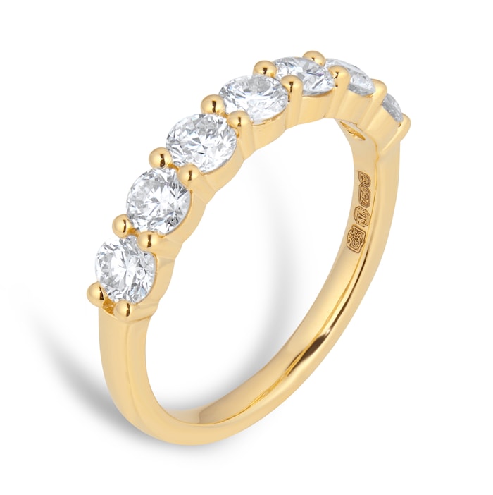 Goldsmiths 18ct Yellow Gold 1.00cttw 7 Stone Brilliant Cut Diamond Claw Set Eternity Ring