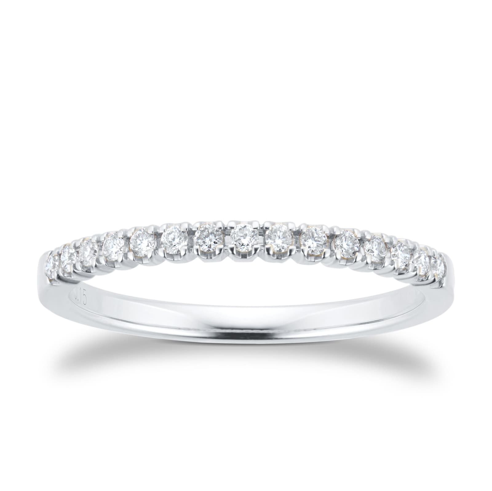 Goldsmiths 9ct White Gold 0.15cttw Half Set Diamond Stacker Eternity Ring