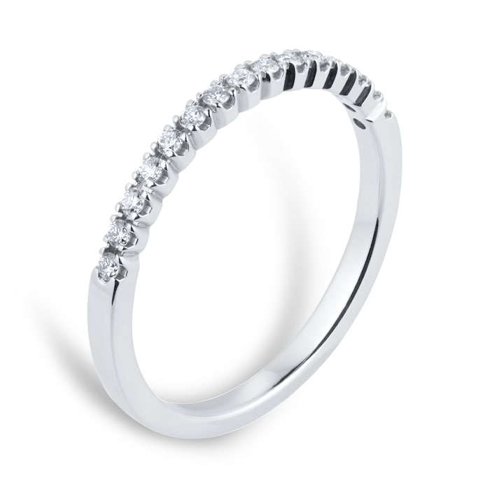 Goldsmiths 9ct White Gold 0.15cttw Half Set Diamond Stacker Eternity Ring