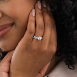 Goldsmiths 9ct White Gold 0.15cttw Half Set Diamond Stacker Eternity Ring - Ring Size M