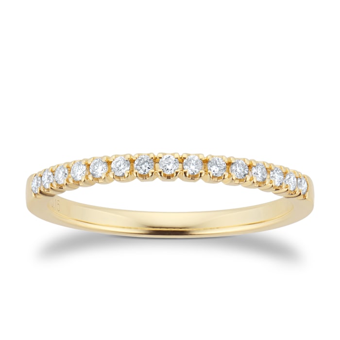 Goldsmiths 9ct Yellow Gold 0.15cttw Half Set Diamond Stacker Eternity Ring