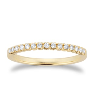 Goldsmiths 9ct Yellow Gold 0.15cttw Half Set Diamond Stacker Eternity Ring