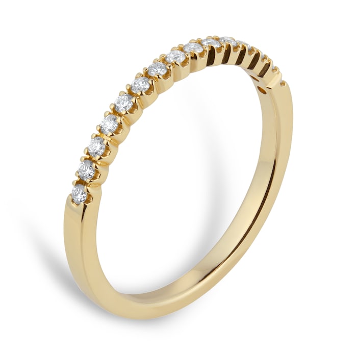 Goldsmiths 9ct Yellow Gold 0.15cttw Half Set Diamond Stacker Eternity Ring