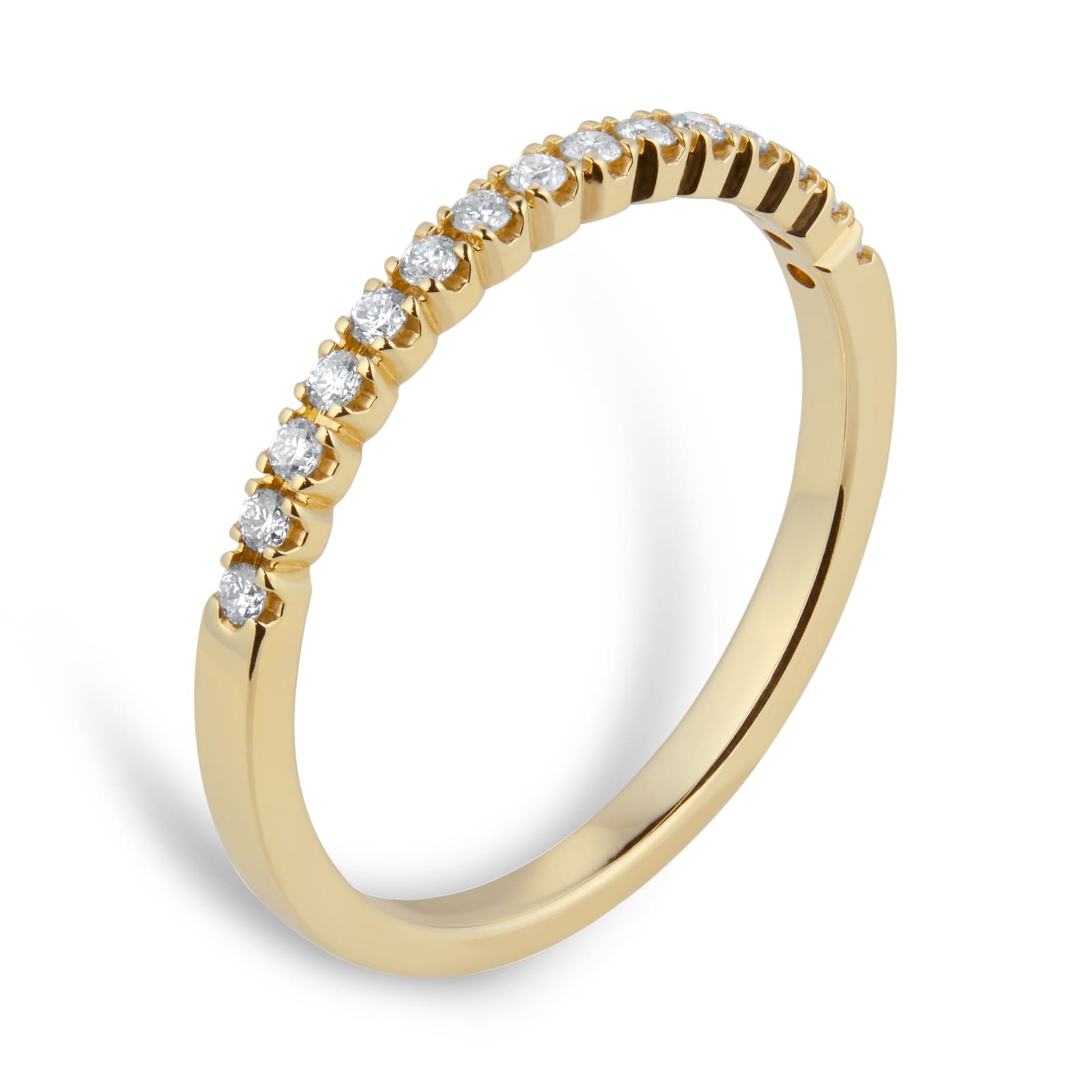 Goldsmiths 9ct Yellow Gold 0.15cttw Half Set Diamond Stacker Eternity Ring