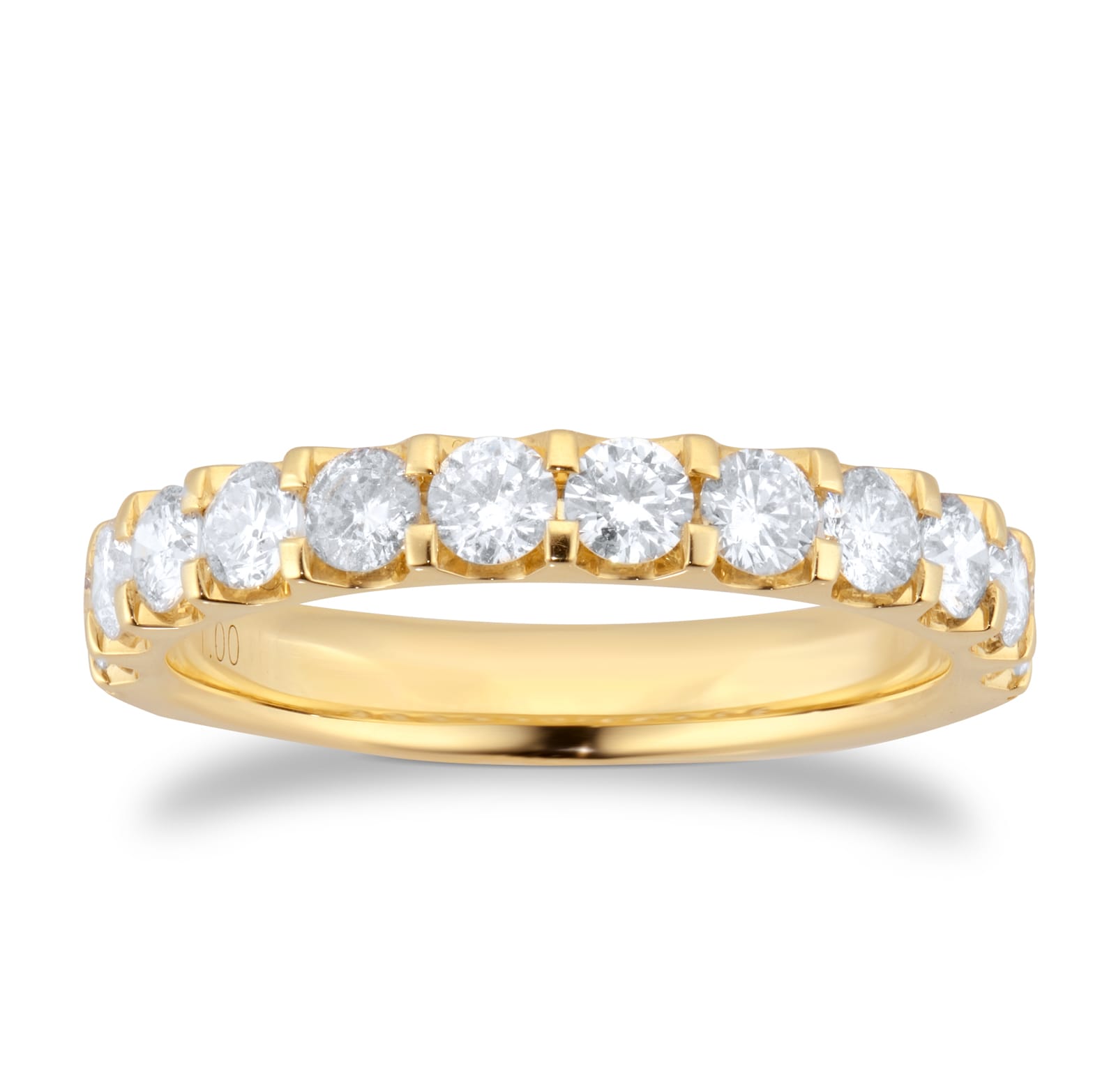 18ct Yellow Gold 1.00cttw Diamond Claw Set Eternity Ring - Ring Size J