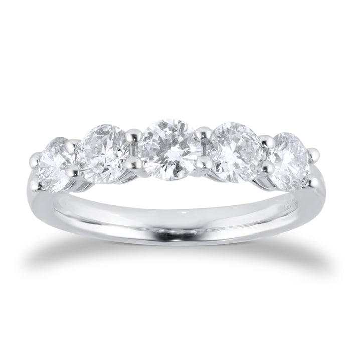 Goldsmiths Platinum 1.50cttw Brilliant Cut 5 Stone Eternity Ring