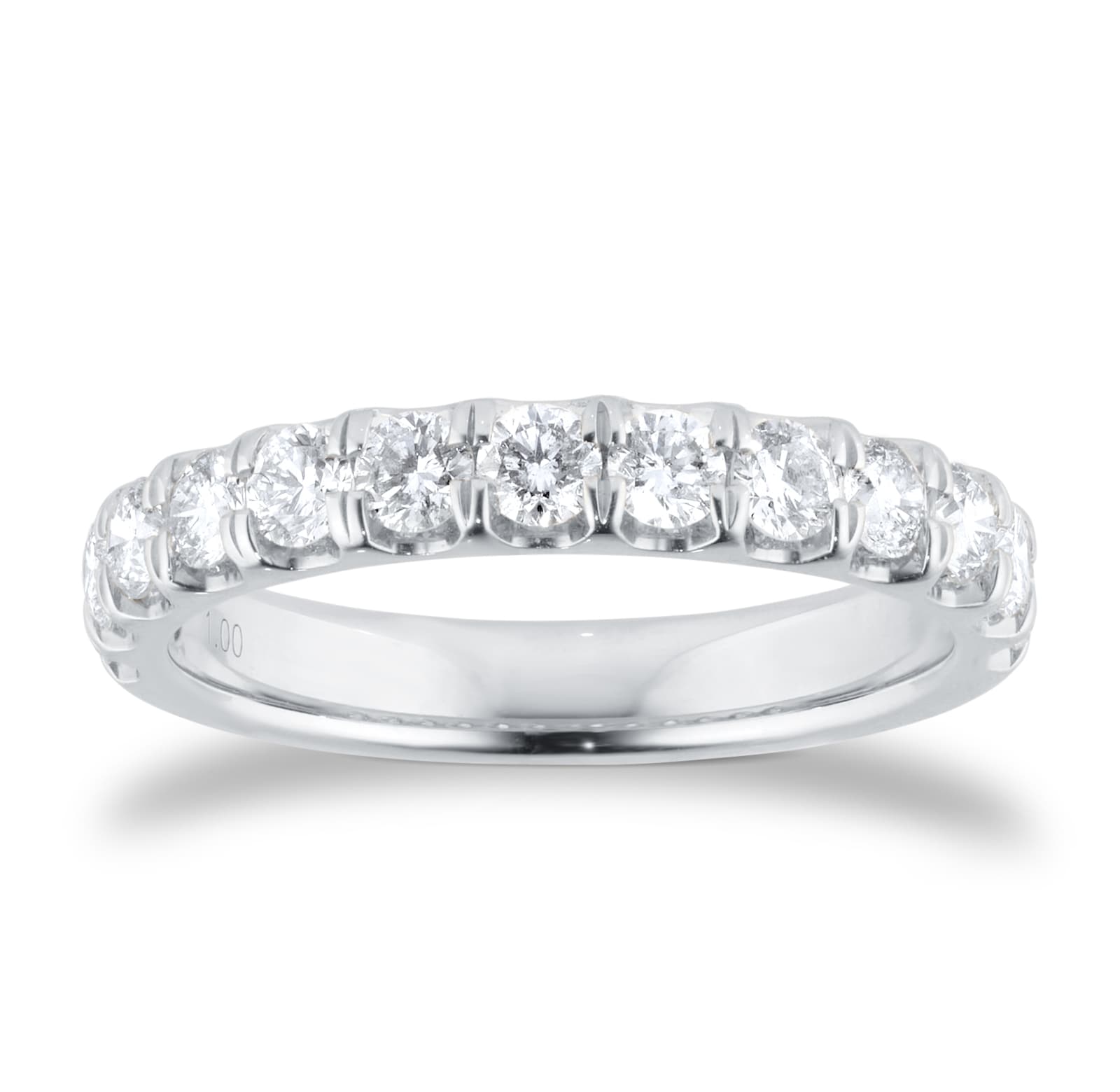 Goldsmiths Platinum 1.00cttw Brilliant Cut Diamond Claw Set Eternity Ring