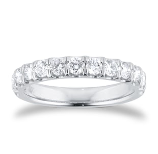Platinum 1.00cttw Brilliant Cut Diamond Claw Set Eternity Ring