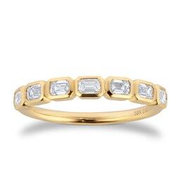 06508482 - 18ct Yellow Gold 0.63cttw Emerald Cut 7 Stone Basel Set Eternity Ring