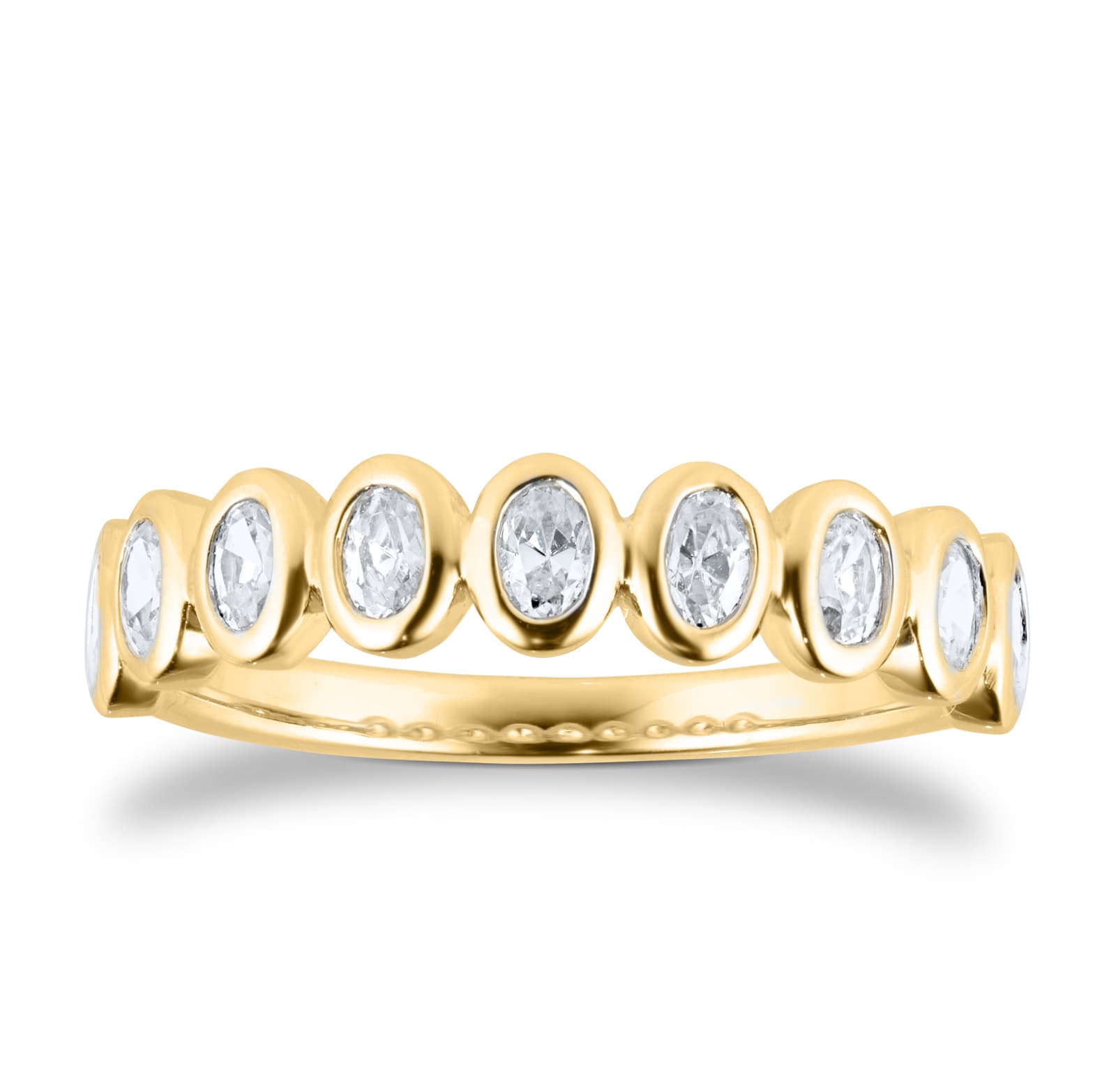 Mappin & Webb 18ct Yellow Gold 0.60cttw Oval Cut Besel Set Diamond Eternity Ring
