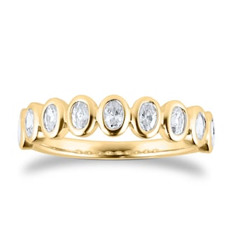 Mappin & Webb 18ct Yellow Gold 0.60cttw Oval Cut Besel Set Diamond Eternity Ring