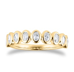 06508483 - 18ct Yellow Gold 0.60cttw Oval Cut Besel Set Diamond Eternity Ring