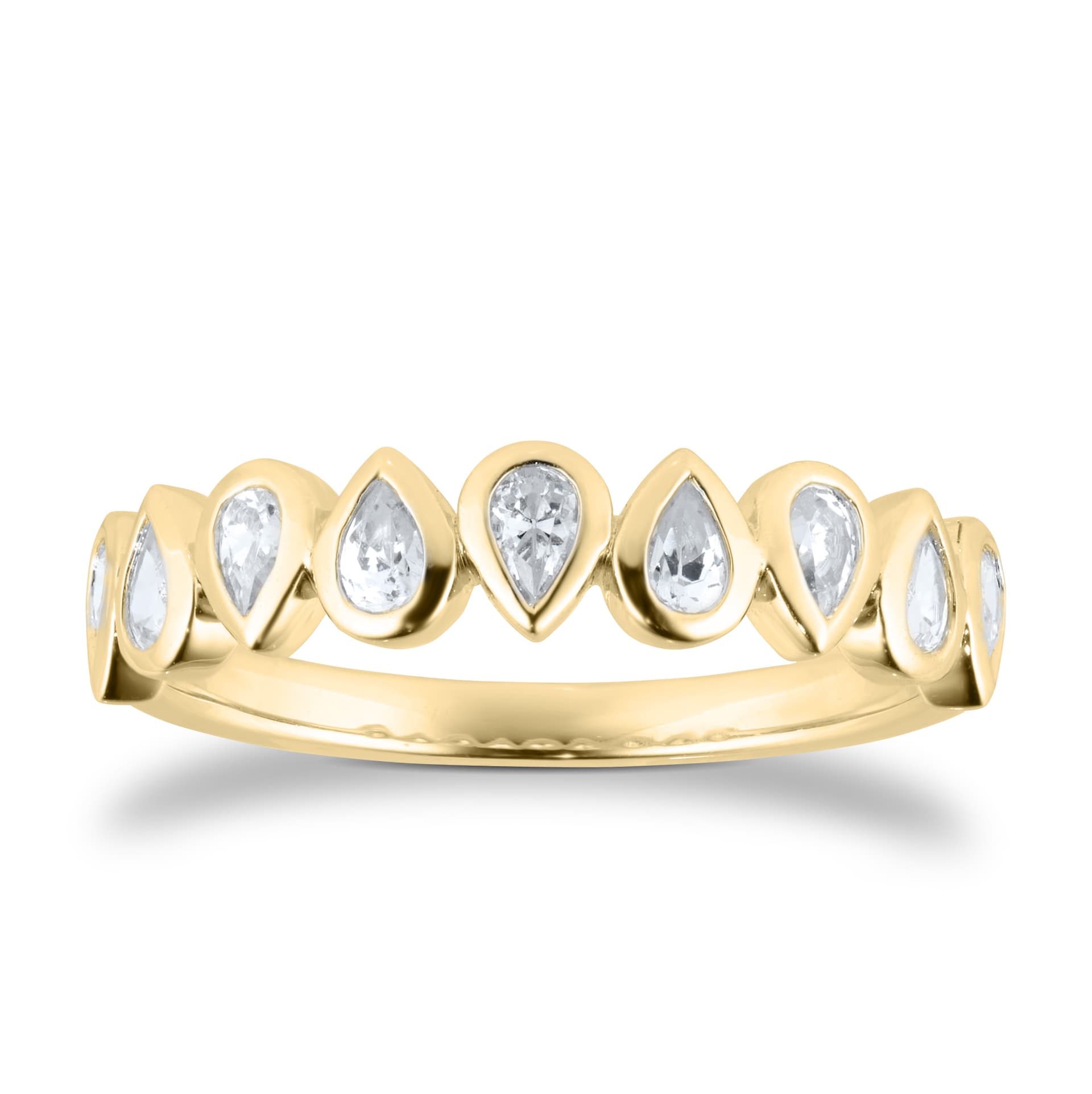 Mappin & Webb 18ct Yellow Gold 0.60cttw Pear Cut Besel Set Diamond Eternity Ring