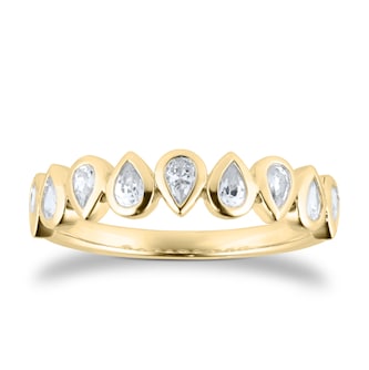 Mappin & Webb 18ct Yellow Gold 0.60cttw Pear Cut Besel Set Diamond Eternity Ring
