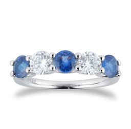 06508485 - Platinum Five Stone Sapphire 
1.50cttw Diamond Ring