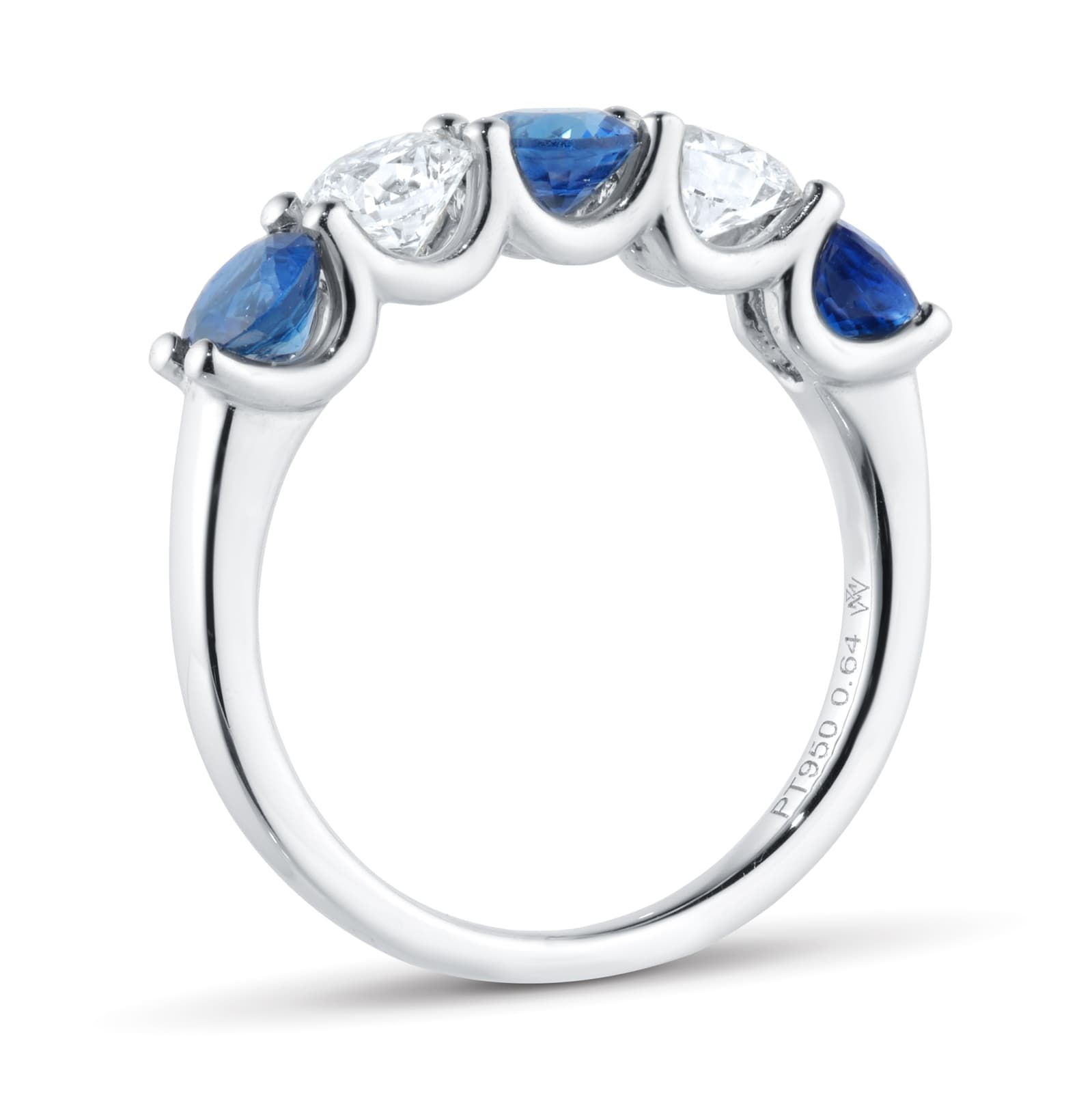 Mappin & Webb Platinum Five Stone Sapphire & 1.50cttw Diamond Ring